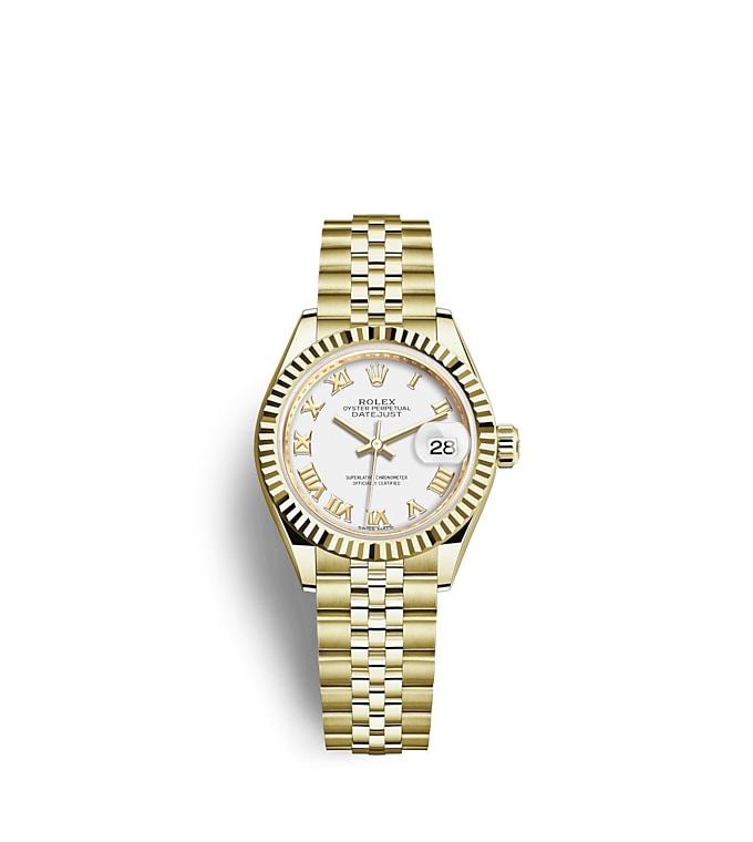 Rolex Lady-Datejust | 279178 | Lady-Datejust | หน้าปัดสีอ่อน | หน้าปัดสีขาว | ขอบหน้าปัดแบบเซาะร่อง | ทองคำ 18 กะรัต | m279178-0030 | หญิง Watch | Rolex Official Retailer - Time Midas