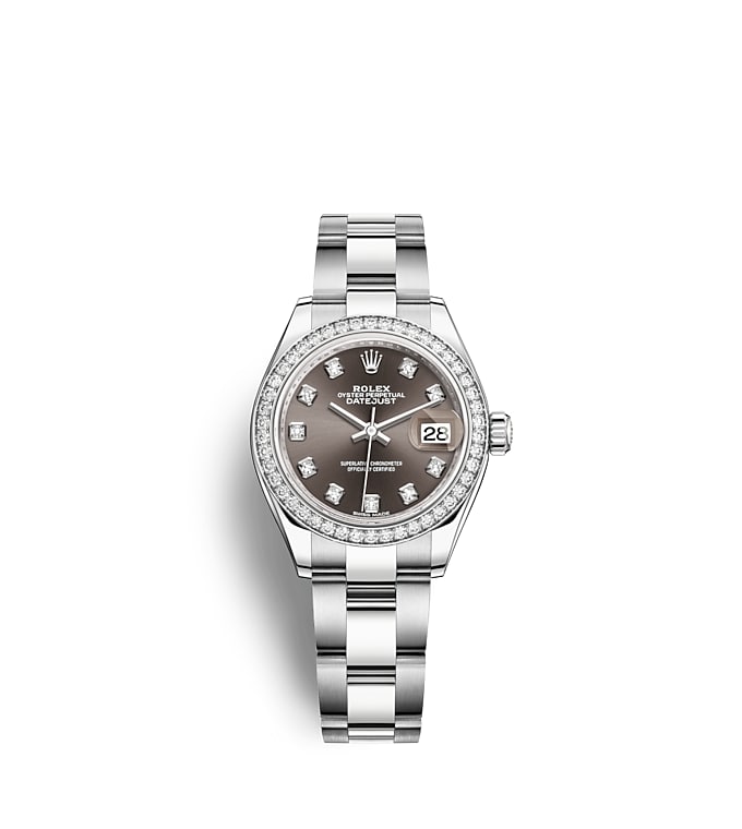 Rolex Lady-Datejust | 279384RBR | Lady-Datejust | Dark dial | Dark Grey Dial | Diamond-Set Bezel | White Rolesor | m279384rbr-0018 | Women Watch | Rolex Official Retailer - Time Midas