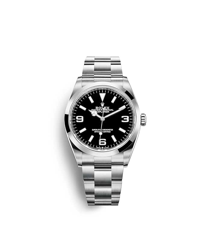 Rolex Explorer | 124270 | Explorer | หน้าปัดสีเข้ม | หน้าปัดสีดำ | ขอบหน้าปัดแบบเรียบ | Oystersteel | m124270-0001 | ชาย Watch | Rolex Official Retailer - Time Midas