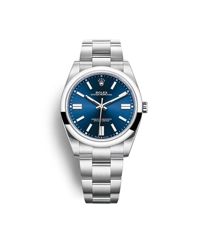 นาฬิกา Rolex Oyster Perpetual - 41 มม., หน้าปัดสีน้ำเงินสว่าง ระบบกันน้ำ Twinlock สองชั้นแบบยึดด้วยสกรู