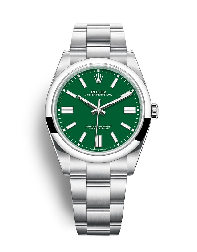 Rolex Oyster Perpetual | 124300 | Oyster Perpetual 41 | หน้าปัดสี | หน้าปัดสีเขียว | Oystersteel | สายนาฬิกา Oyster | m124300-0005 | ชาย Watch | Rolex Official Retailer - Time Midas
