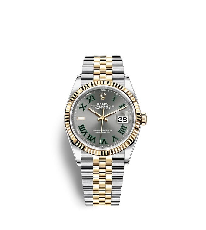 Rolex Datejust | 126233 | Datejust 36 | Dark dial | Slate Dial | The Fluted Bezel | Yellow Rolesor | m126233-0035 | Men Watch | Rolex Official Retailer - Time Midas