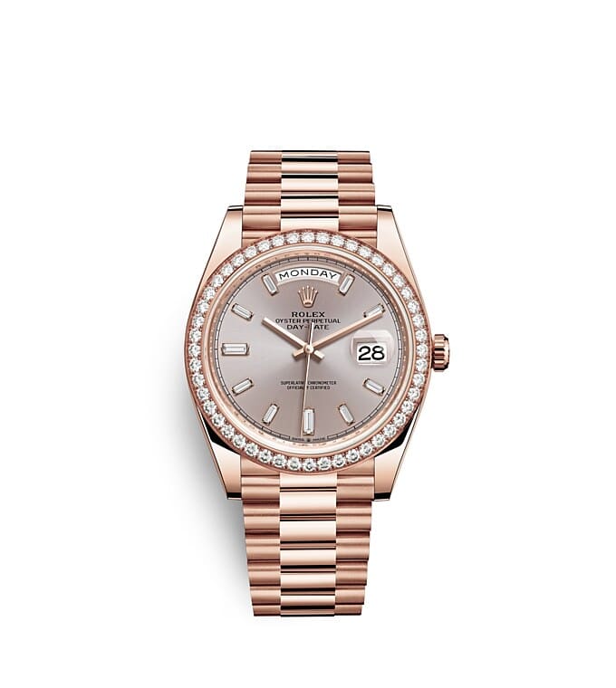 นาฬิกา Rolex Day Date - 40 มม., เอเวอร์โรสโกลด์และเพชร หน้าปัดซันดัสท์ | 228345RBR