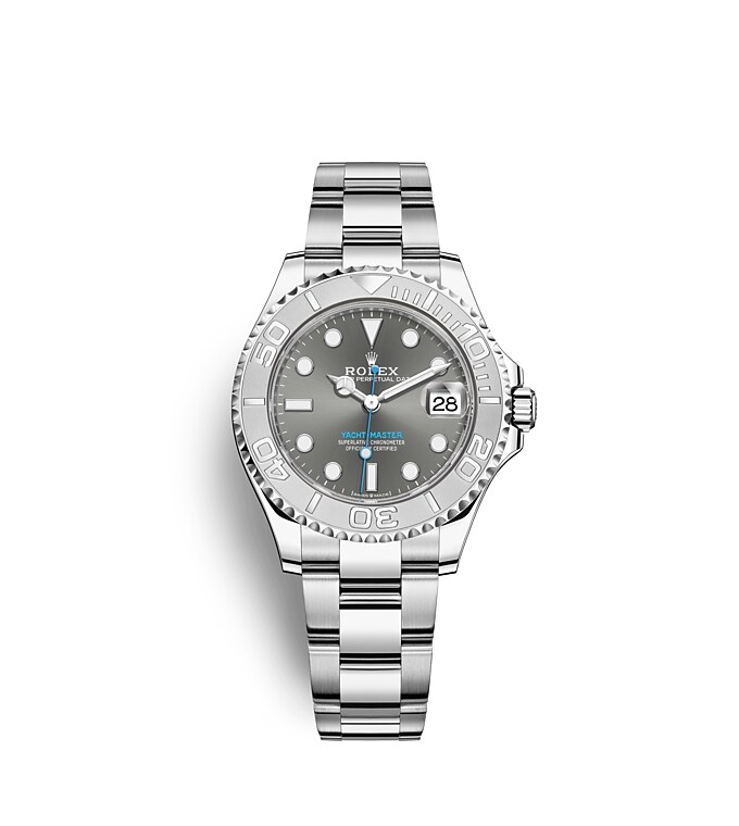 นาฬิกา Rolex Yacht Master - 37 มม., แพลทินัม หน้าปัดสีเทาอมน้ำเงิน | 268622