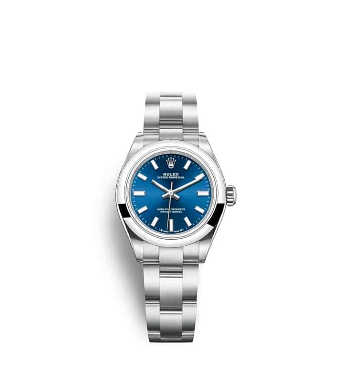 นาฬิกา Rolex Oyster Perpetual - 28 มม., หน้าปัดสีน้ำเงินสว่าง ระบบกันน้ำ Twinlock สองชั้นแบบยึดด้วยสกรู