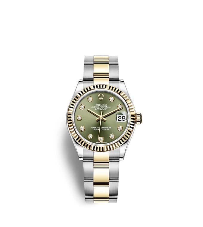 นาฬิกา Rolex Datejust - 31 มม., ทองคำ หน้าปัดสีเขียวมะกอก ขอบหน้าปัดแบบเซาะร่อง | 278273