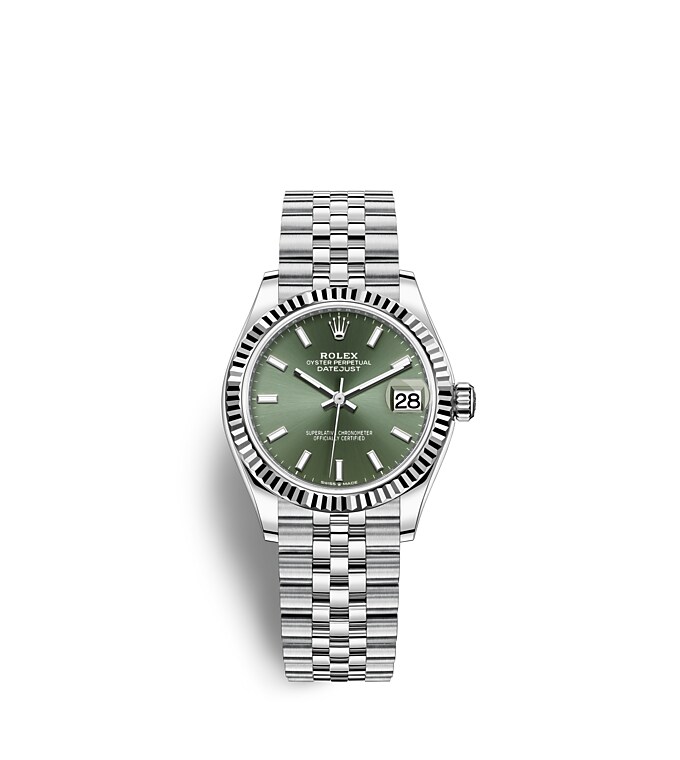 Rolex Datejust | 278274 | Datejust 31 | หน้าปัดสี | หน้าปัดสีเขียวมิ้นต์ | ขอบหน้าปัดแบบเซาะร่อง | White Rolesor | m278274-0018 | หญิง Watch | Rolex Official Retailer - Time Midas