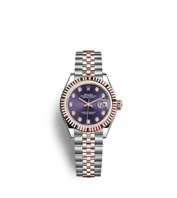 Rolex Lady-Datejust | 279171 | Lady-Datejust | Coloured dial | Aubergine Dial | The Fluted Bezel | Everose Rolesor | m279171-0015 | Women Watch | Rolex Official Retailer - Time Midas