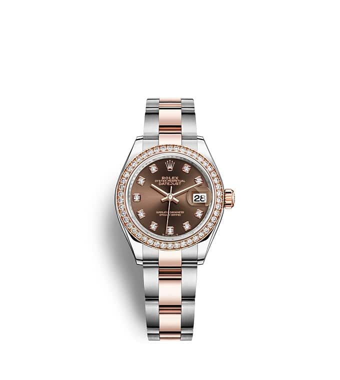 Rolex Lady-Datejust | 279381RBR | Lady-Datejust | หน้าปัดประดับอัญมณี | หน้าปัดสีช็อกโกแลต | ขอบหน้าปัดประดับเพชร | Everose Rolesor | m279381rbr-0012 | หญิง Watch | Rolex Official Retailer - Time Midas