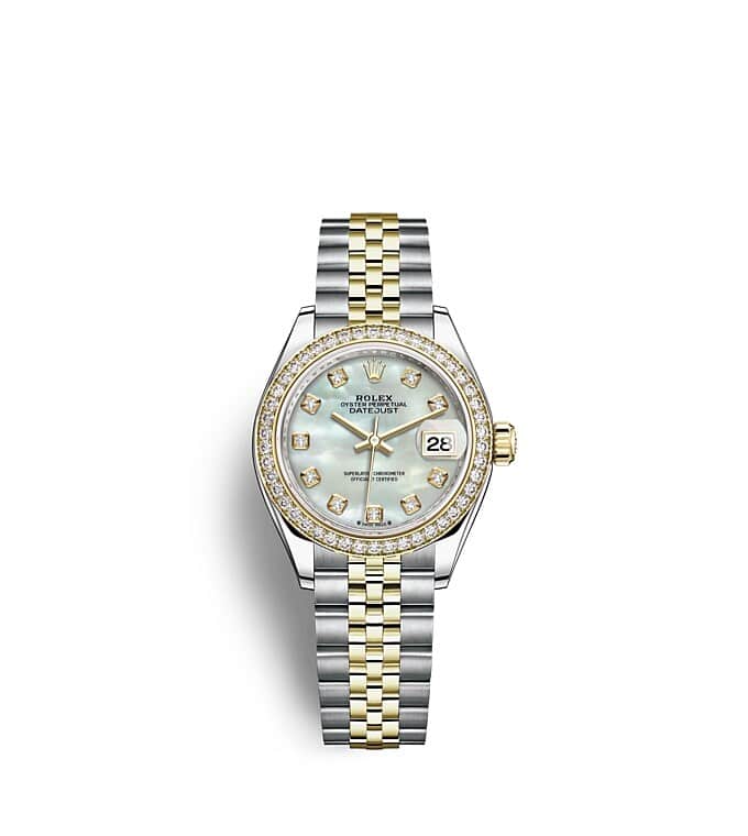 Rolex Lady-Datejust | 279383RBR | Lady-Datejust | หน้าปัดประดับอัญมณี | หน้าปัดไข่มุก | ขอบหน้าปัดประดับเพชร | Yellow Rolesor | m279383rbr-0019 | หญิง Watch | Rolex Official Retailer - Time Midas