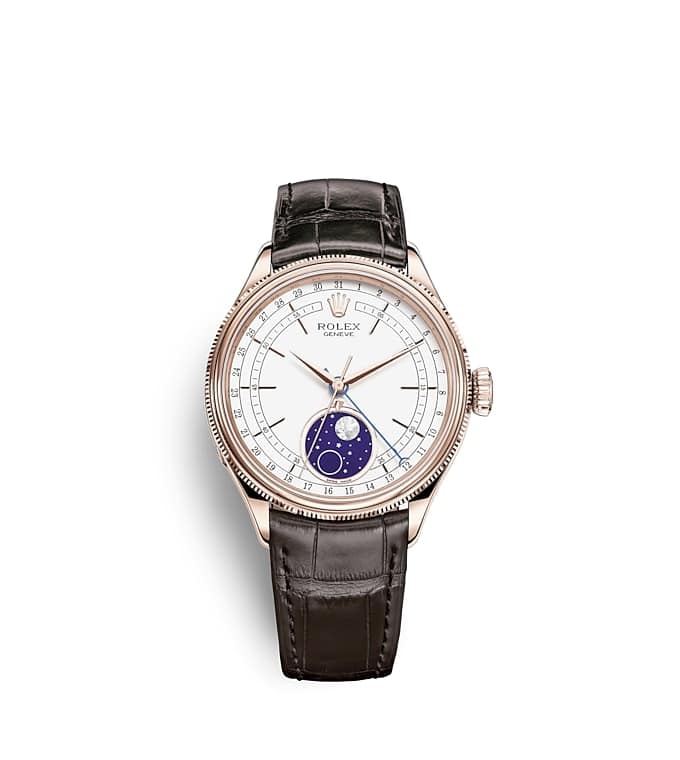 Rolex Cellini | 50535 | Cellini Moonphase | Light dial | White dial | Domed and Fluted Bezel | 18 ct Everose gold | m50535-0002 | Men Watch | Rolex Official Retailer - Time Midas