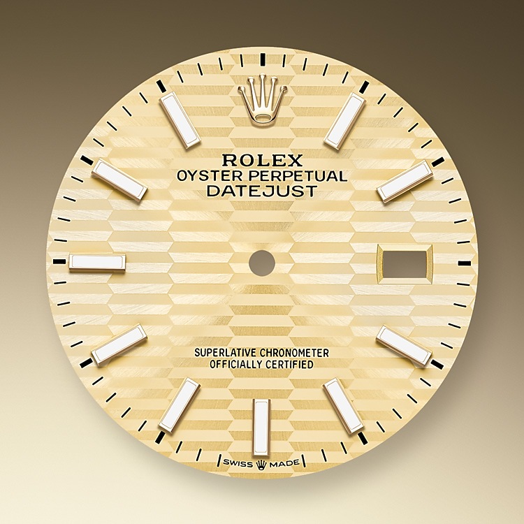 Rolex Datejust | 126233 | Datejust 36 | Coloured dial | Golden dial | The Fluted Bezel | Yellow Rolesor | m126233-0039 | Men Watch | Rolex Official Retailer - Time Midas
