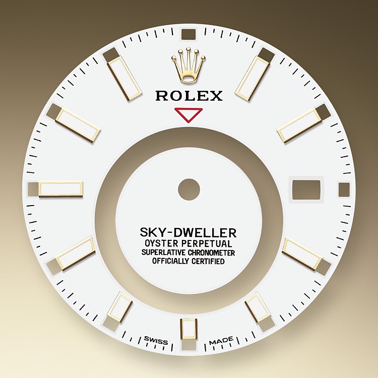 Rolex Sky-Dweller | 326933 | Sky-Dweller | Light dial | Intense white dial | The Fluted Bezel | Yellow Rolesor | m326933-0010 | Men Watch | Rolex Official Retailer - Time Midas