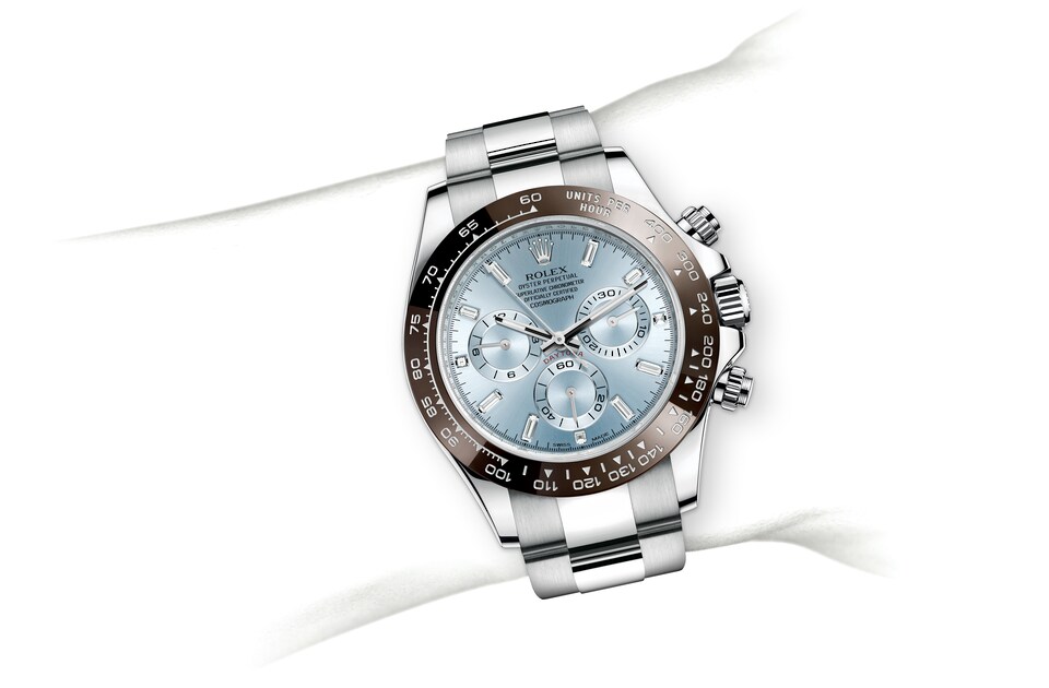 Rolex Cosmograph Daytona | 116506 | Cosmograph Daytona | Coloured dial | Ice-Blue Dial | The tachymetric scale | Platinum | m116506-0002 | Men Watch | Rolex Official Retailer - Time Midas