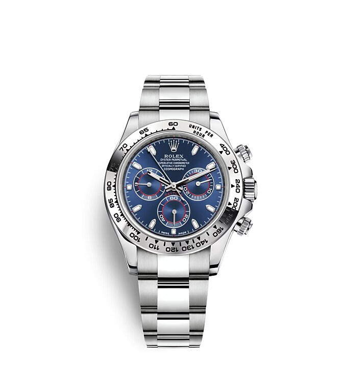 Rolex Cosmograph Daytona | 116509 | Cosmograph Daytona | Coloured dial | The tachymetric scale | Bright blue dial | 18 ct white gold | m116509-0071 | Men Watch | Rolex Official Retailer - Time Midas