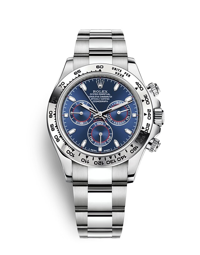 Rolex Cosmograph Daytona | 116509 | Cosmograph Daytona | Coloured dial | The tachymetric scale | Bright blue dial | 18 ct white gold | m116509-0071 | Men Watch | Rolex Official Retailer - Time Midas