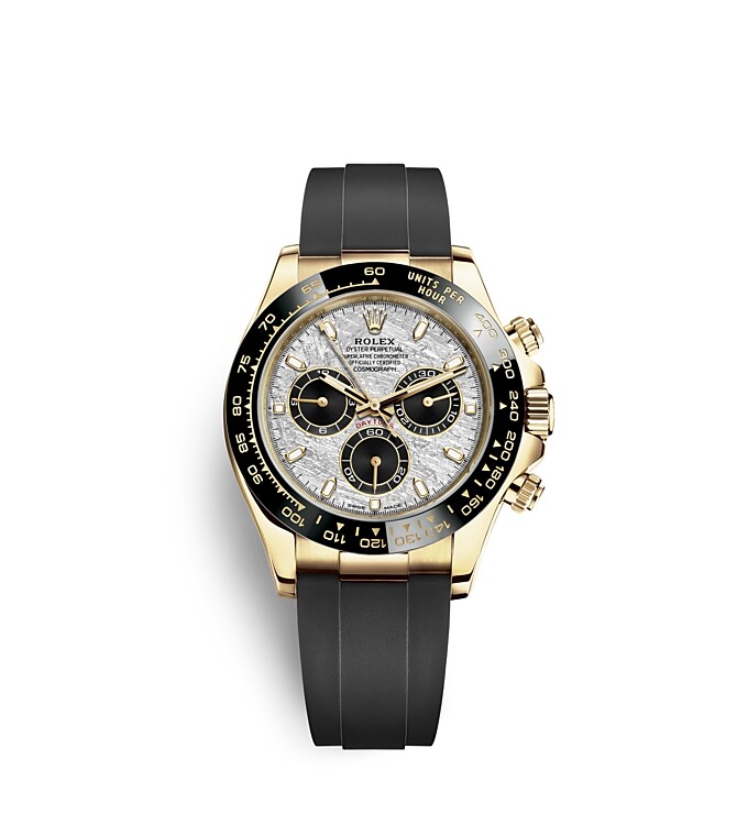 Rolex Cosmograph Daytona | 116518LN | Cosmograph Daytona | หน้าปัดสีอ่อน | หน้าปัดเมธีโอไรท์และสีดำ | มาตรวัดความเร็ว | ทองคำ 18 กะรัต | m116518ln-0076 | ชาย Watch | Rolex Official Retailer - Time Midas