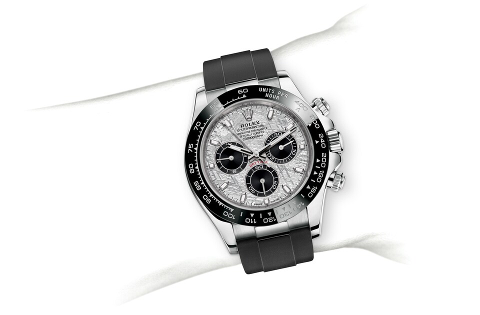 Rolex Cosmograph Daytona | 116519LN | Cosmograph Daytona | Light dial | Meteorite and black dial | The tachymetric scale | 18 ct white gold | m116519ln-0038 | Men Watch | Rolex Official Retailer - Time Midas