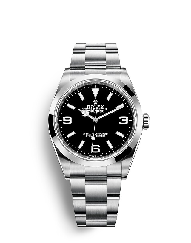 Rolex Explorer | 124270 | Explorer | หน้าปัดสีเข้ม | หน้าปัดสีดำ | ขอบหน้าปัดแบบเรียบ | Oystersteel | m124270-0001 | ชาย Watch | Rolex Official Retailer - Time Midas