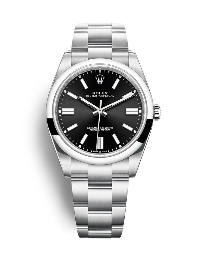 Rolex Oyster Perpetual | 124300 | Oyster Perpetual 41 | Dark dial | Bright black dial | Oystersteel | The Oyster bracelet | m124300-0002 | Men Watch | Rolex Official Retailer - Time Midas