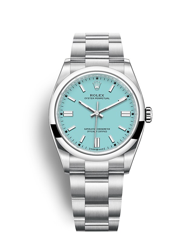 Rolex Oyster Perpetual | 126000 | Oyster Perpetual 36 | Coloured dial | Turquoise blue dial | Oystersteel | The Oyster bracelet | m126000-0006 | Men Watch | Rolex Official Retailer - Time Midas