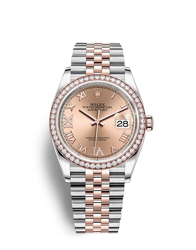 Rolex Datejust | 126281RBR | Datejust 36 | Coloured dial | Rosé-colour dial | Diamond-Set Bezel | Everose Rolesor | m126281rbr-0015 | Men Watch | Rolex Official Retailer - Time Midas