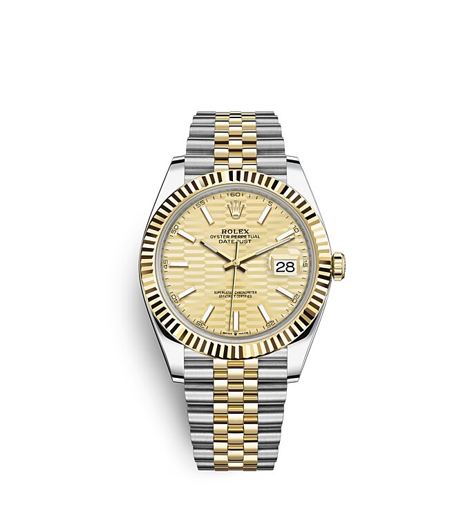 Rolex Datejust | 126333 | Datejust 41 | Coloured dial | Golden dial | The Fluted Bezel | Yellow Rolesor | m126333-0022 | Men Watch | Rolex Official Retailer - Time Midas