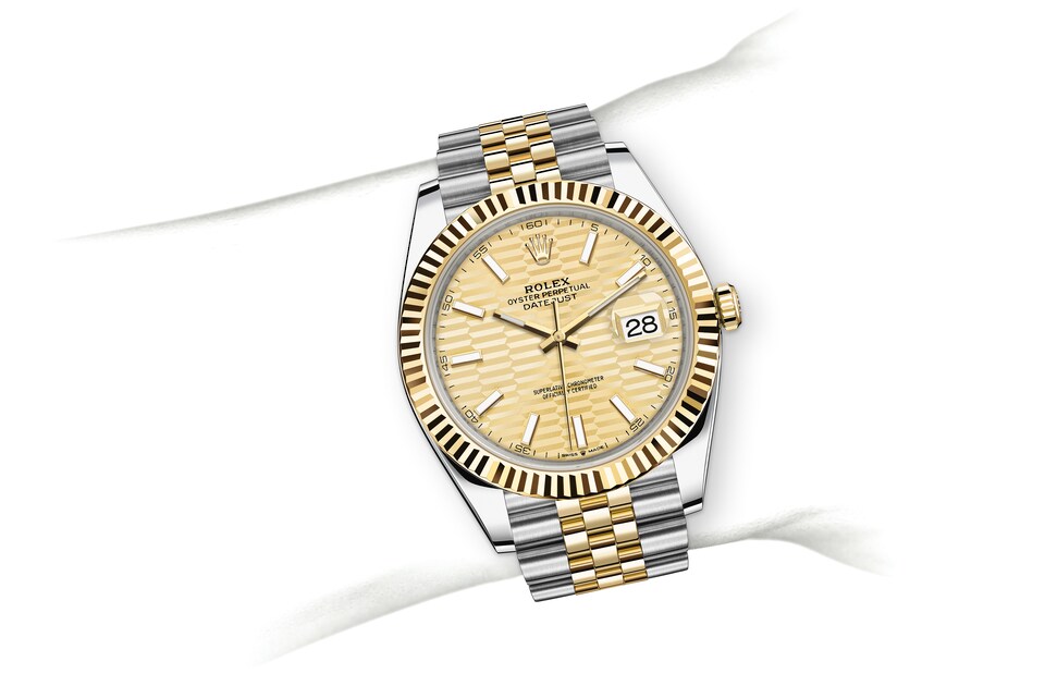 Rolex Datejust | 126333 | Datejust 41 | Coloured dial | Golden dial | The Fluted Bezel | Yellow Rolesor | m126333-0022 | Men Watch | Rolex Official Retailer - Time Midas