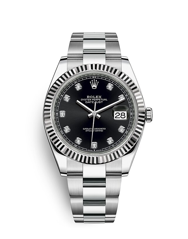 Rolex Datejust | 126334 | Datejust 41 | Dark dial | Bright black dial | The Fluted Bezel | White Rolesor | m126334-0011 | Men Watch | Rolex Official Retailer - Time Midas