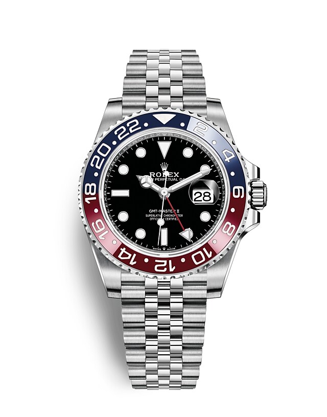 Rolex GMT-Master II | 126710BLRO | GMT-Master II | หน้าปัดสีเข้ม | ขอบหน้าปัดแสดงเวลา 24 ชั่วโมงแบบหมุนได้ | หน้าปัดสีดำ | Oystersteel | m126710blro-0001 | ชาย Watch | Rolex Official Retailer - Time Midas