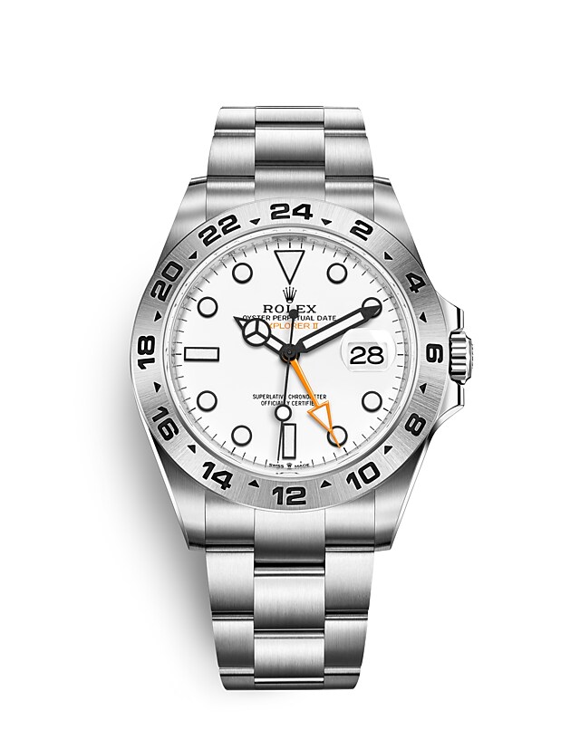 Rolex Explorer | 226570 | Explorer II | Light dial | 24-Hour Bezel | White dial | Oystersteel | m226570-0001 | Men Watch | Rolex Official Retailer - Time Midas