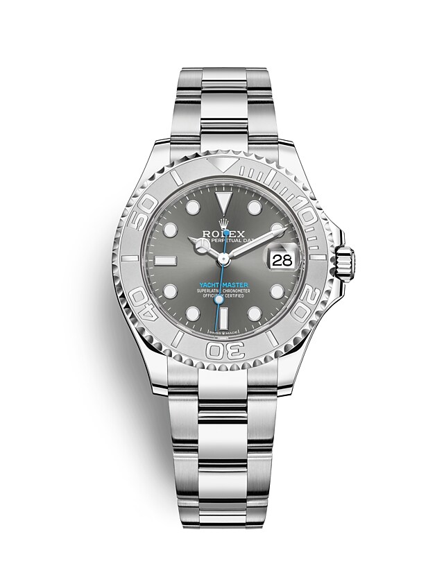Rolex Yacht-Master | 268622 | Yacht-Master 37 | หน้าปัดสีเข้ม | ขอบหน้าปัดแบบหมุนได้สองทิศทาง | หน้าปัดสีเทาอมน้ำเงิน | Rolesium | m268622-0002 | หญิง Watch | Rolex Official Retailer - Time Midas
