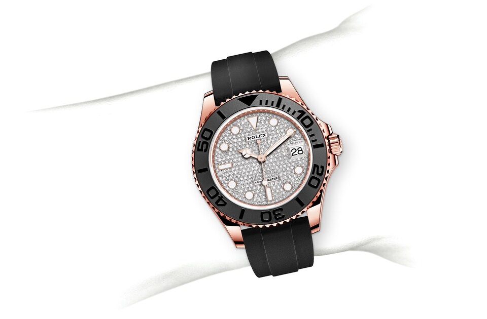 Rolex Yacht-Master | 268655 | Yacht-Master 37 | Diamond paved dial | Diamond-Paved Dial | Bidirectional Rotatable Bezel | 18 ct Everose gold | m268655-0019 | Women Watch | Rolex Official Retailer - Time Midas