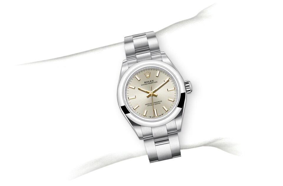 Rolex Oyster Perpetual | 276200 | Oyster Perpetual 28 | Light dial | Silver dial | Oystersteel | The Oyster bracelet | m276200-0001 | Women Watch | Rolex Official Retailer - Time Midas
