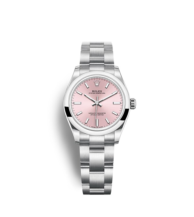Rolex Oyster Perpetual | 277200 | Oyster Perpetual 31 | Coloured dial | Pink Dial | Oystersteel | The Oyster bracelet | m277200-0004 | Women Watch | Rolex Official Retailer - Time Midas