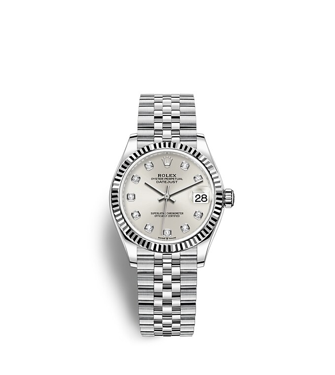 Rolex Datejust | 278274 | Datejust 31 | Gem-set dial | Silver dial | The Fluted Bezel | White Rolesor | m278274-0030 | Women Watch | Rolex Official Retailer - Time Midas