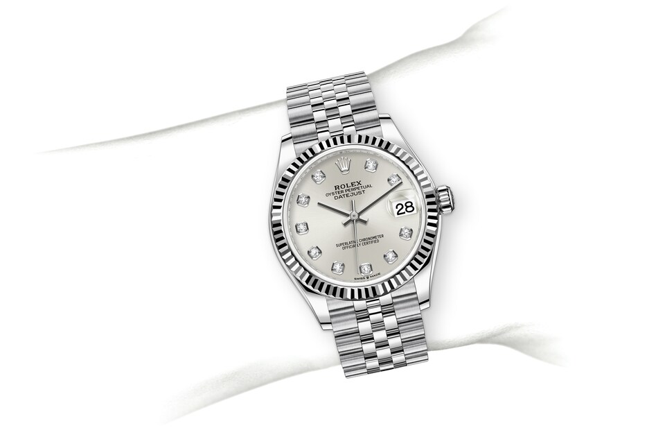 Rolex Datejust | 278274 | Datejust 31 | Gem-set dial | Silver dial | The Fluted Bezel | White Rolesor | m278274-0030 | Women Watch | Rolex Official Retailer - Time Midas