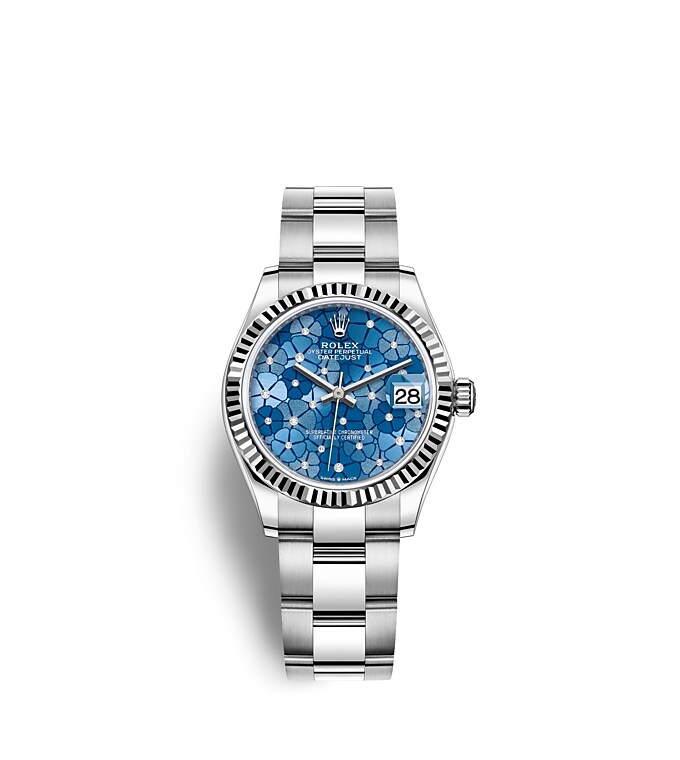 Rolex Datejust 31 | 278274 | Datejust 31 | หน้าปัดประดับอัญมณี | หน้าปัดสีฟ้าอัซซูร์โร | ขอบหน้าปัดแบบเซาะร่อง | White Rolesor | m278274-0035 | หญิง Watch | Rolex Official Retailer - Time Midas