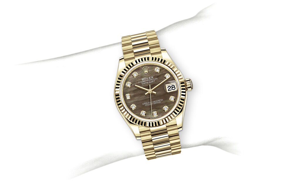 Rolex Datejust | 278278 | Datejust 31 | Dark dial | Mother-of-Pearl Dial | The Fluted Bezel | 18 ct yellow gold | m278278-0038 | Women Watch | Rolex Official Retailer - Time Midas