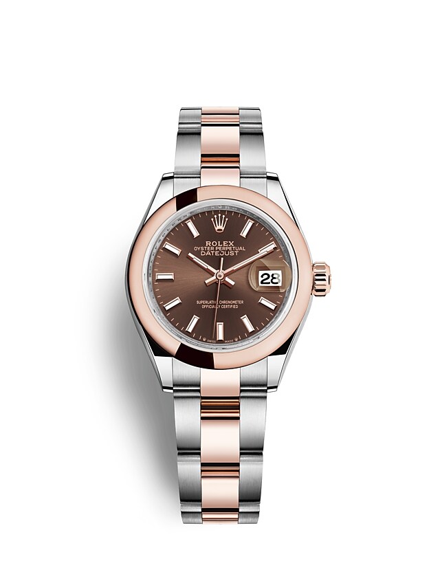 Rolex Lady-Datejust | 279161 | Lady-Datejust | หน้าปัดสี | หน้าปัดสีช็อกโกแลต | Everose Rolesor | สายนาฬิกา Oyster | m279161-0018 | หญิง Watch | Rolex Official Retailer - Time Midas