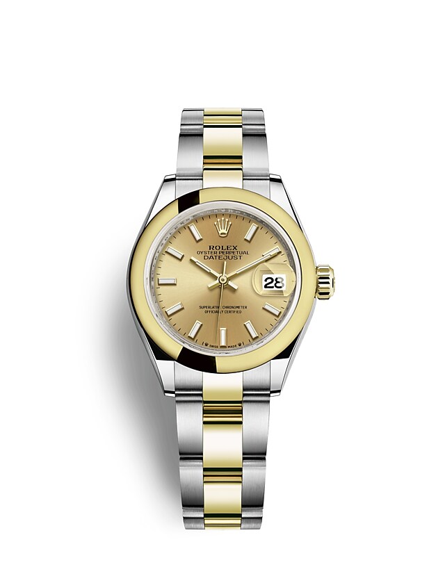 Rolex Lady-Datejust | 279163 | Lady-Datejust | หน้าปัดสี | หน้าปัดสีแชมเปญ | Yellow Rolesor | สายนาฬิกา Oyster | m279163-0002 | หญิง Watch | Rolex Official Retailer - Time Midas