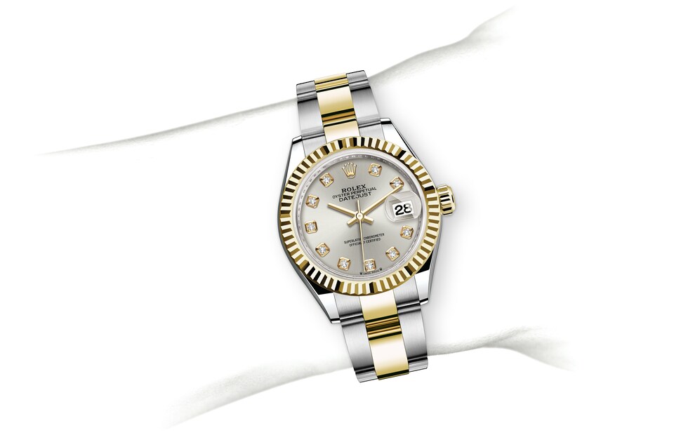 Rolex Lady-Datejust | 279173 | Lady-Datejust | Gem-set dial | Silver dial | The Fluted Bezel | Yellow Rolesor | m279173-0008 | Women Watch | Rolex Official Retailer - Time Midas