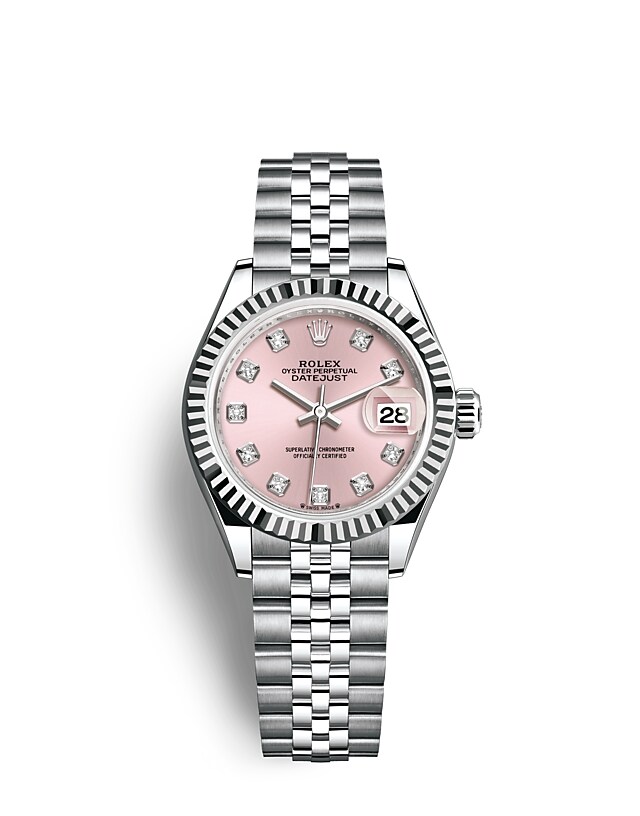 Rolex Lady-Datejust | 279174 | Lady-Datejust | Coloured dial | Pink Dial | The Fluted Bezel | White Rolesor | m279174-0003 | Women Watch | Rolex Official Retailer - Time Midas