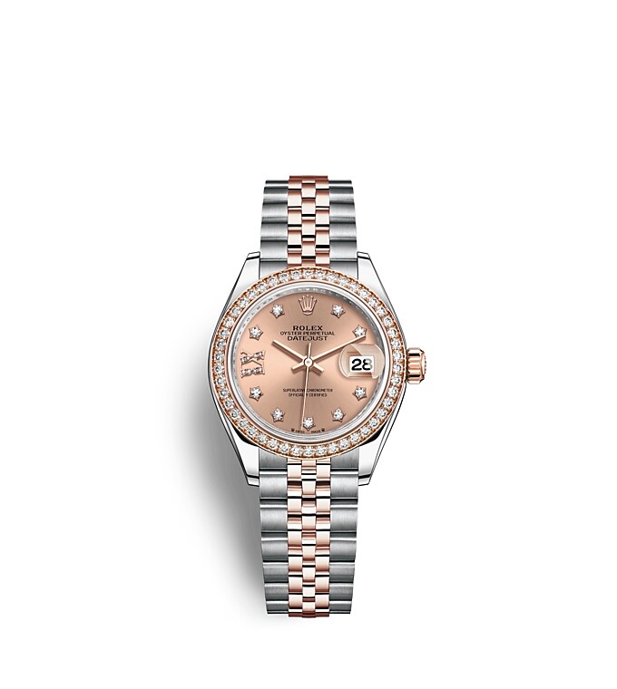 Rolex Lady-Datejust | 279381RBR | Lady-Datejust | Coloured dial | Rosé-colour dial | Diamond-Set Bezel | Everose Rolesor | m279381rbr-0027 | Women Watch | Rolex Official Retailer - Time Midas