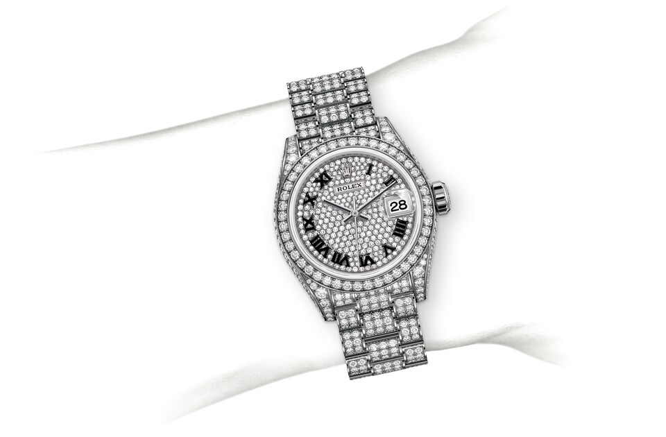 Rolex Lady-Datejust | 279459RBR | Lady-Datejust | Diamond paved dial | Diamond-Paved Dial | Diamond-Set Bezel | 18 ct white gold | m279459rbr-0001 | Women Watch | Rolex Official Retailer - Time Midas