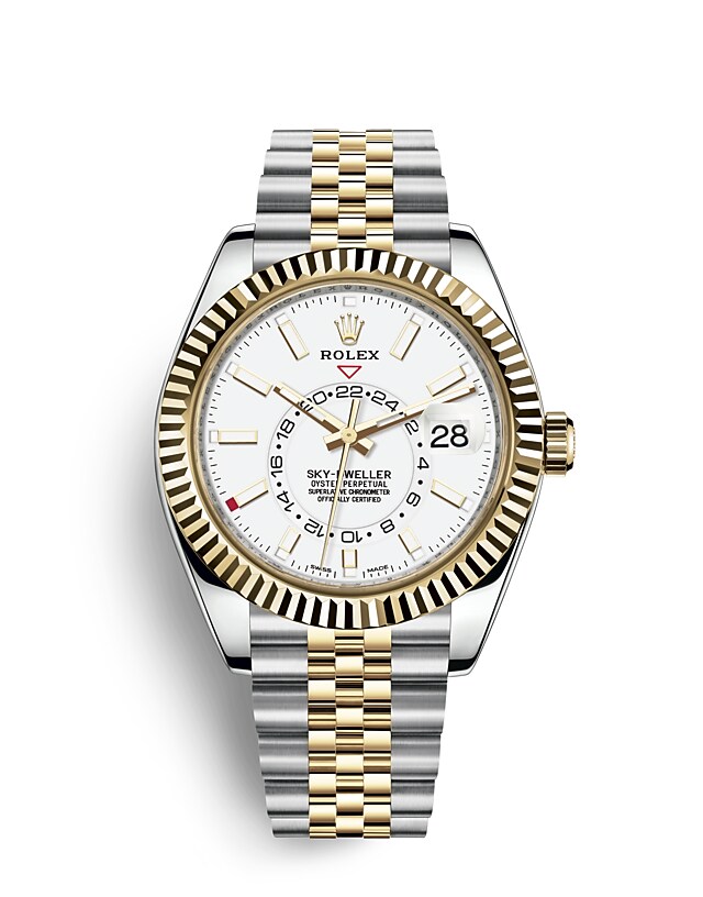 Rolex Sky-Dweller | 326933 | Sky-Dweller | หน้าปัดสีอ่อน | หน้าปัดสีขาวเข้ม | ขอบหน้าปัดแบบเซาะร่อง | Yellow Rolesor | m326933-0010 | ชาย Watch | Rolex Official Retailer - Time Midas