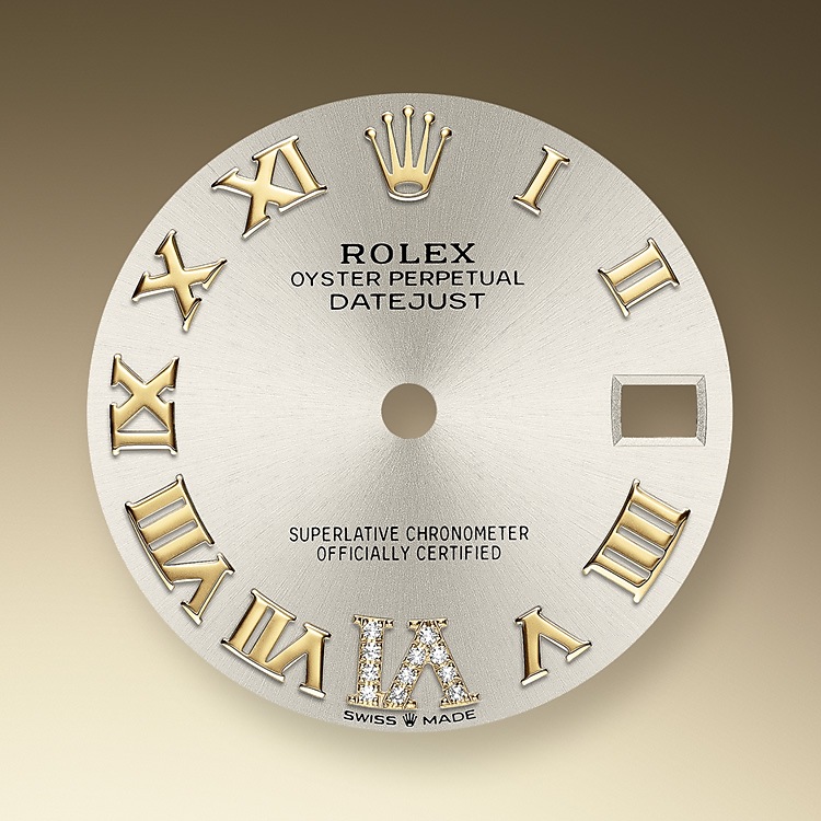 Rolex Datejust | 278343RBR | Datejust 31 | Gem-set dial | Silver dial | Diamond-Set Bezel | Yellow Rolesor | m278343rbr-0004 | Women Watch | Rolex Official Retailer - Time Midas