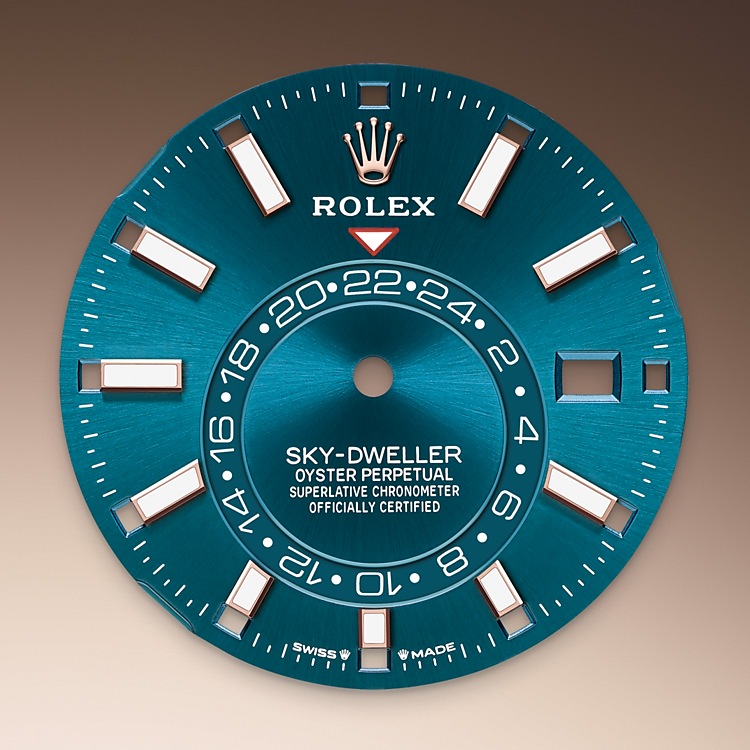 Rolex Sky-Dweller | 336935 | Sky-Dweller | Coloured dial | Blue-green dial | The Fluted Bezel | 18 ct Everose gold | M336935-0001 | Men Watch | Rolex Official Retailer - Time Midas