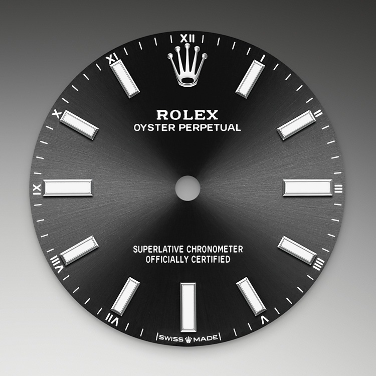 Rolex Oyster Perpetual | 124200 | Oyster Perpetual 34 | Dark dial | Bright black dial | Oystersteel | The Oyster bracelet | M124200-0002 | Women Watch | Rolex Official Retailer - Time Midas