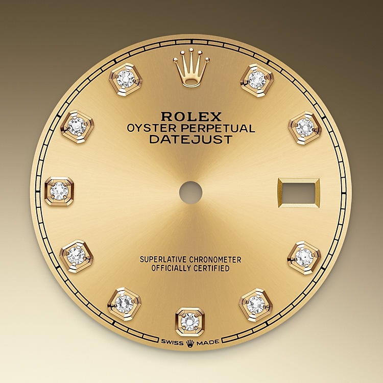 Rolex Datejust | 126233 | Datejust 36 | Coloured dial | Champagne-colour dial | Fluted bezel | Yellow Rolesor | M126233-0018 | Men Watch | Rolex Official Retailer - Time Midas